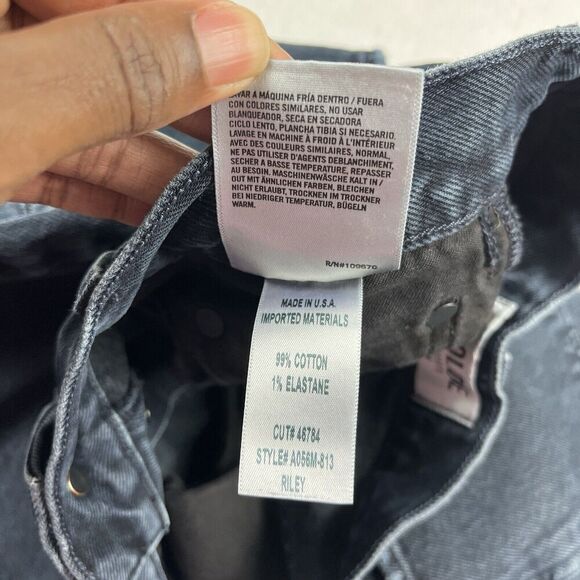 Agolde Womens Cropped Riley Jeans Blue Frayed Hem High Rise Button Up Size 25 - Picture 11 of 13